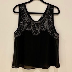 Silver Beaded Shear Tank